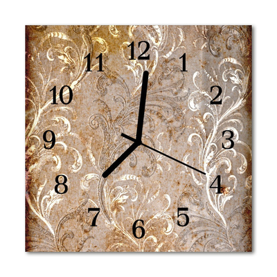 Glass Kitchen Clock Pattern flowers flowers & plants brown