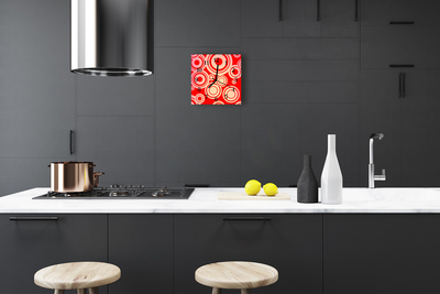 Glass Kitchen Clock Red circles art red