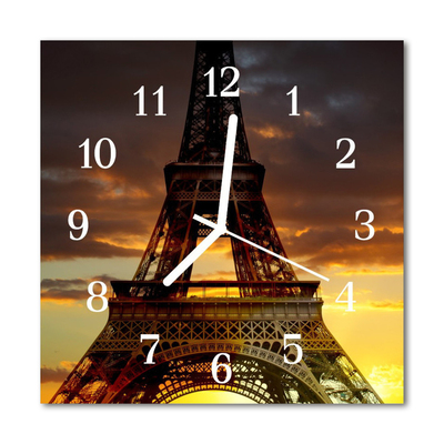 Glass Kitchen Clock Eiffel Tower Paris City Multi-Coloured