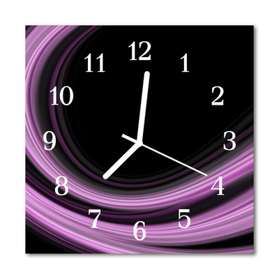 Glass Kitchen Clock Abstract Lines Art Purple