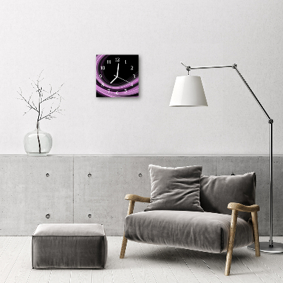 Glass Kitchen Clock Abstract Lines Art Purple