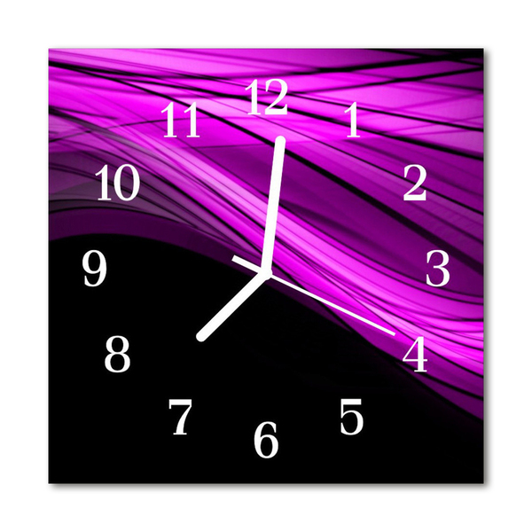 Glass Kitchen Clock Abstract Art Purple