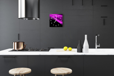 Glass Kitchen Clock Abstract Art Purple