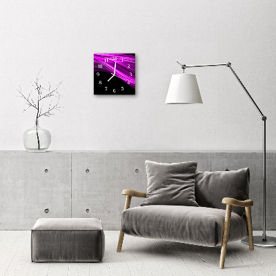 Glass Kitchen Clock Abstract Art Purple