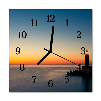 Glass Kitchen Clock Lighthouse sea landscape multi-coloured