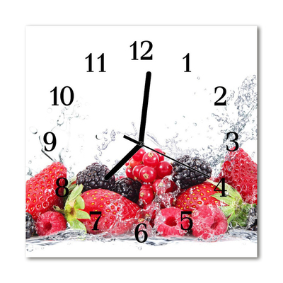 Glass Kitchen Clock Fruit kitchen red, black