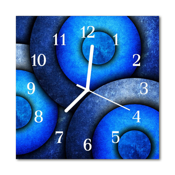 Glass Kitchen Clock Circles Art Art Blue