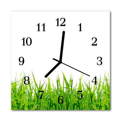 Glass Kitchen Clock Grass flowers & plants green