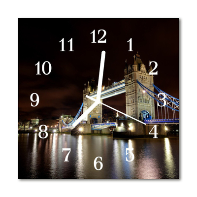 Glass Kitchen Clock Bridge London City Multi-Coloured