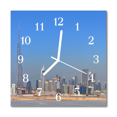 Glass Kitchen Clock Skyline Dubai City Multi-Coloured