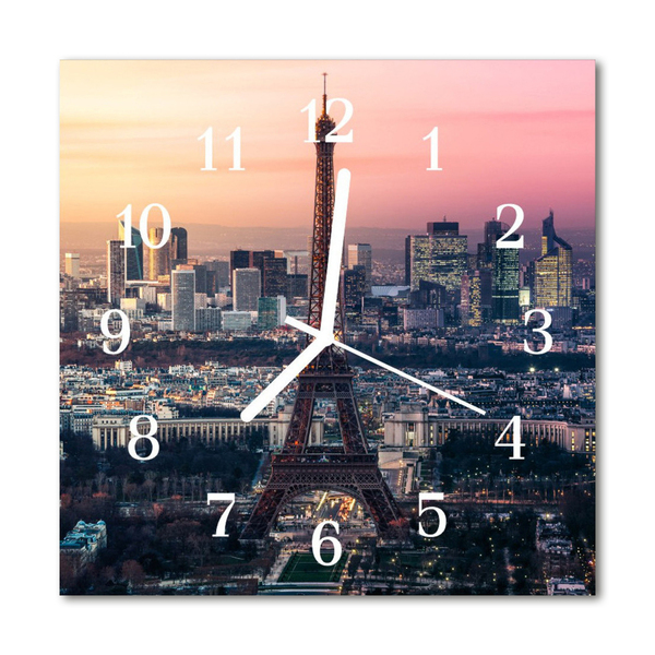 Glass Kitchen Clock Eiffel Tower Paris City Multi-Coloured