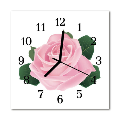 Glass Kitchen Clock Rose flowers & plants pink