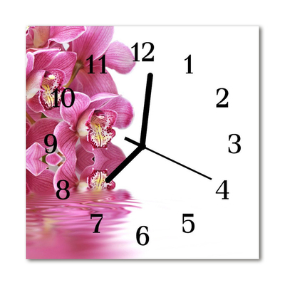 Glass Kitchen Clock Orchid flowers & plants pink