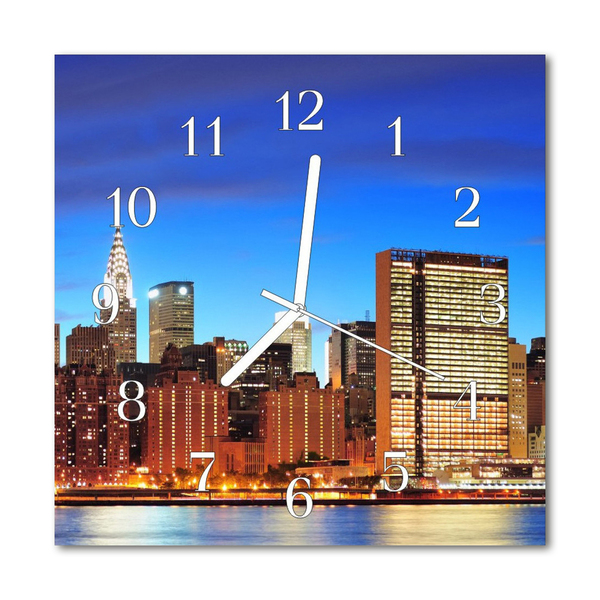 Glass Kitchen Clock Skyline City Multi-Coloured