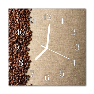 Glass Kitchen Clock Coffee Beans Kitchen Brown