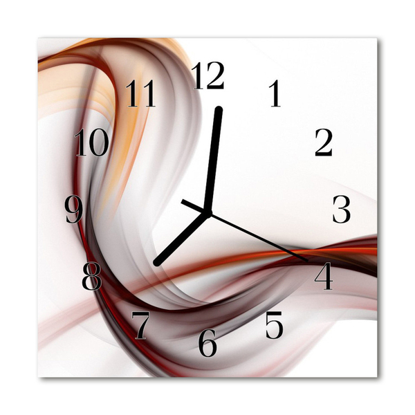 Glass Kitchen Clock Abstract art red, orange