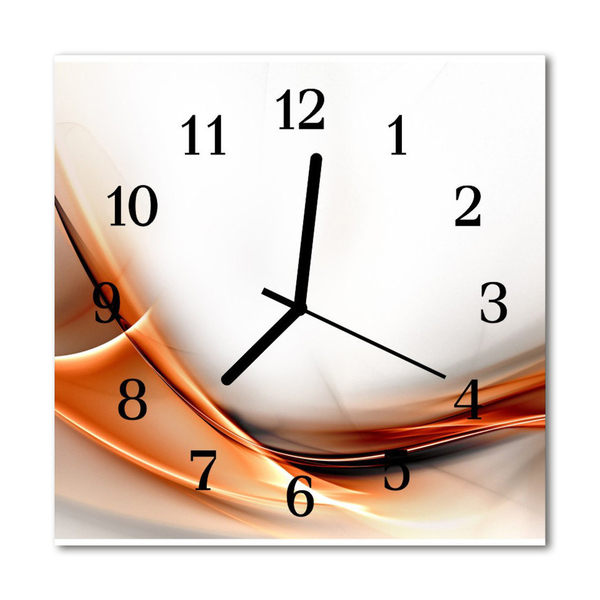 Glass Kitchen Clock Abstract art orange, grey