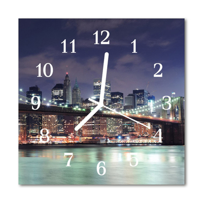 Glass Kitchen Clock Skyline Bridge City Multi-Coloured