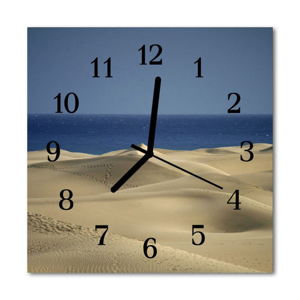 Glass Kitchen Clock Dunes sea landscape beige, blue