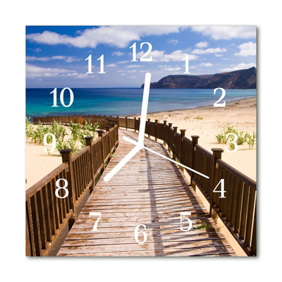 Glass Kitchen Clock Beach Sea Landscape Multi-Coloured