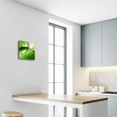 Glass Kitchen Clock Abstract art green