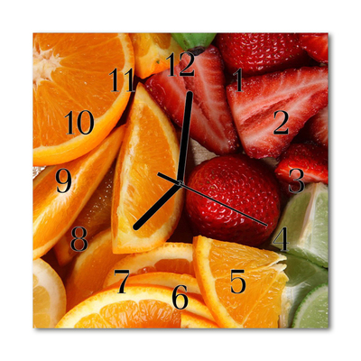 Glass Kitchen Clock Fruit kitchen orange, red