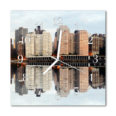 Glass Kitchen Clock Skyline City Multi-Coloured