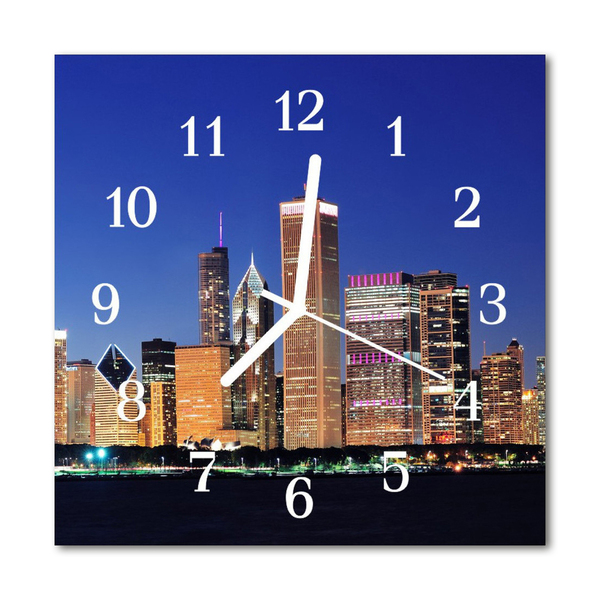 Glass Kitchen Clock Skyline City Multi-Coloured