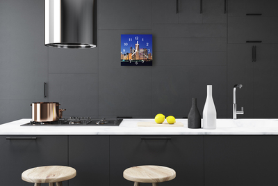 Glass Kitchen Clock Skyline City Multi-Coloured