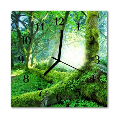 Glass Kitchen Clock Forest moss landscapes green