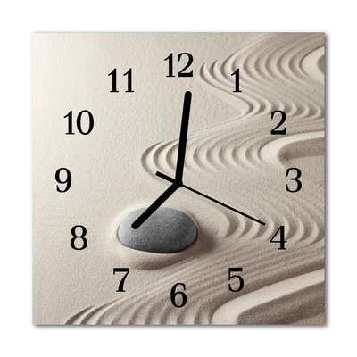 Glass Kitchen Clock Stone sand nature grey