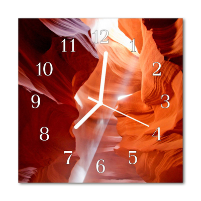 Glass Kitchen Clock Cave Landscape Orange