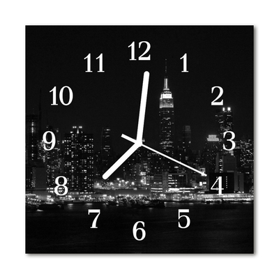 Glass Kitchen Clock Skyline City Black