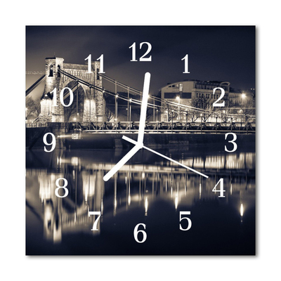 Glass Kitchen Clock Bridge Architecture Black