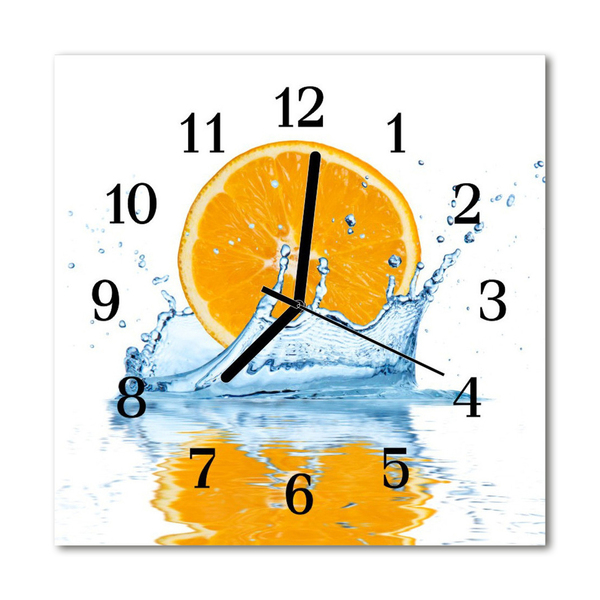 Glass Kitchen Clock Orange water kitchen orange