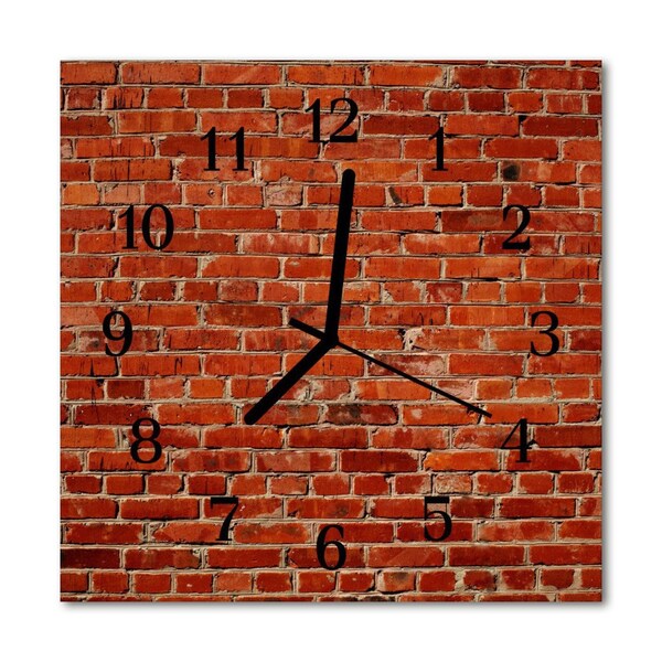 Glass Kitchen Clock Brick wall architecture red