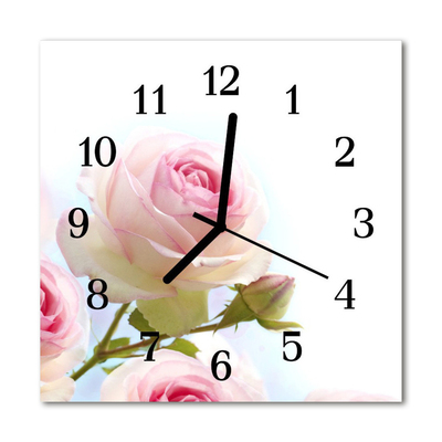 Glass Kitchen Clock Rose flowers & plants pink