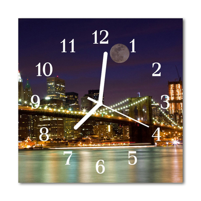 Glass Kitchen Clock Skyline Bridge City Multi-Coloured