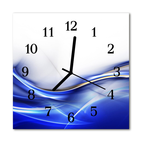 Glass Kitchen Clock Abstract lines art blue