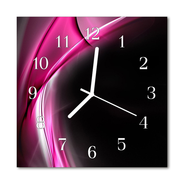 Glass Kitchen Clock Abstract Lines Art Purple