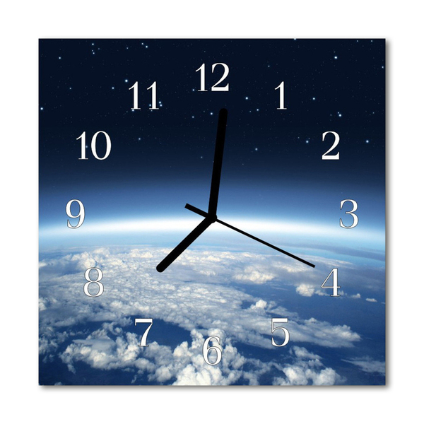 Glass Kitchen Clock Earth Universe Space Blue