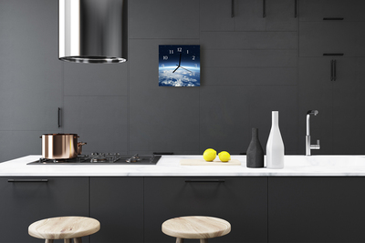 Glass Kitchen Clock Earth Universe Space Blue