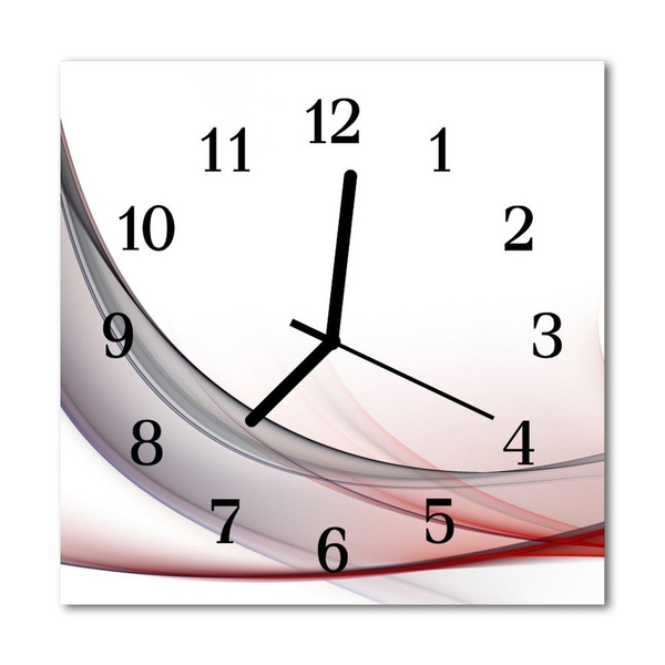 Glass Kitchen Clock Abstract art red, black