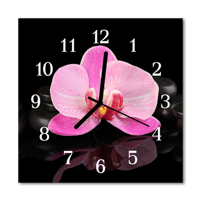 Glass Kitchen Clock Orchid Flowers & Plants Pink