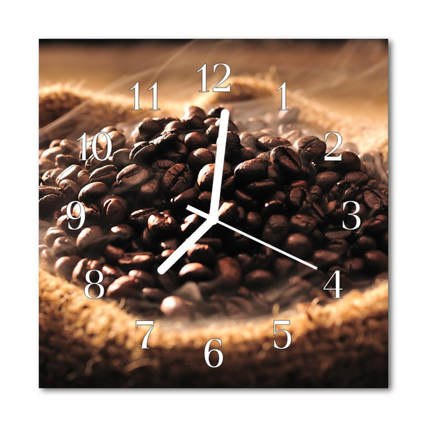 Glass Kitchen Clock Coffee Beans Kitchen Brown