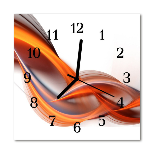 Glass Kitchen Clock Abstract smoke art orange