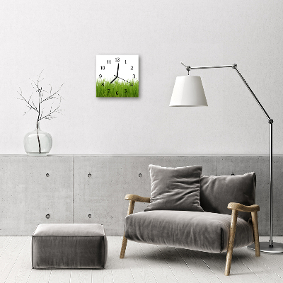 Glass Kitchen Clock Grass nature green