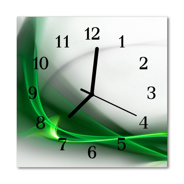 Glass Kitchen Clock Abstract lines art green