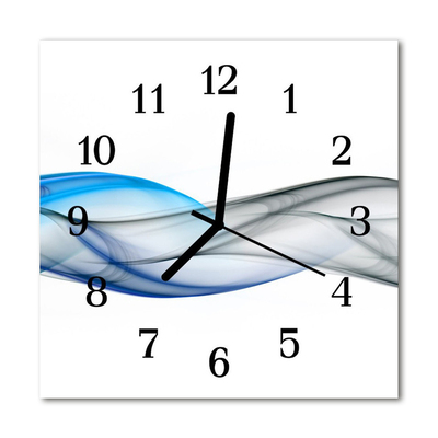 Glass Kitchen Clock Abstract smoke art blue, grey