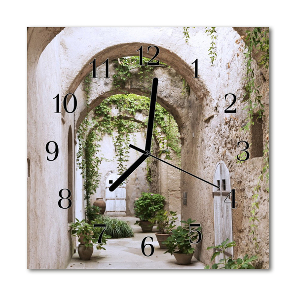 Glass Kitchen Clock Alley plants city multi-coloured